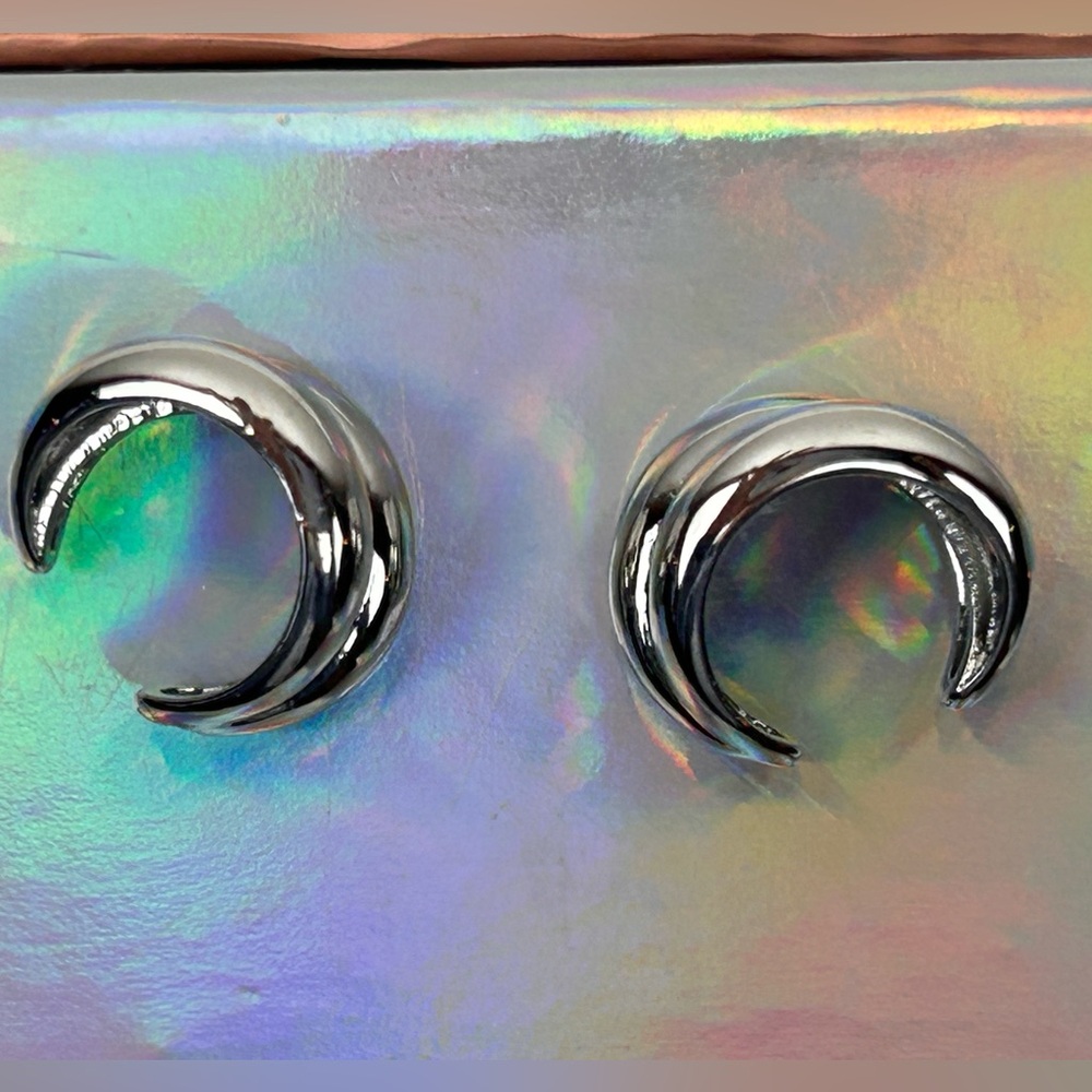 Earring cuffs, Silver Crescent Moon